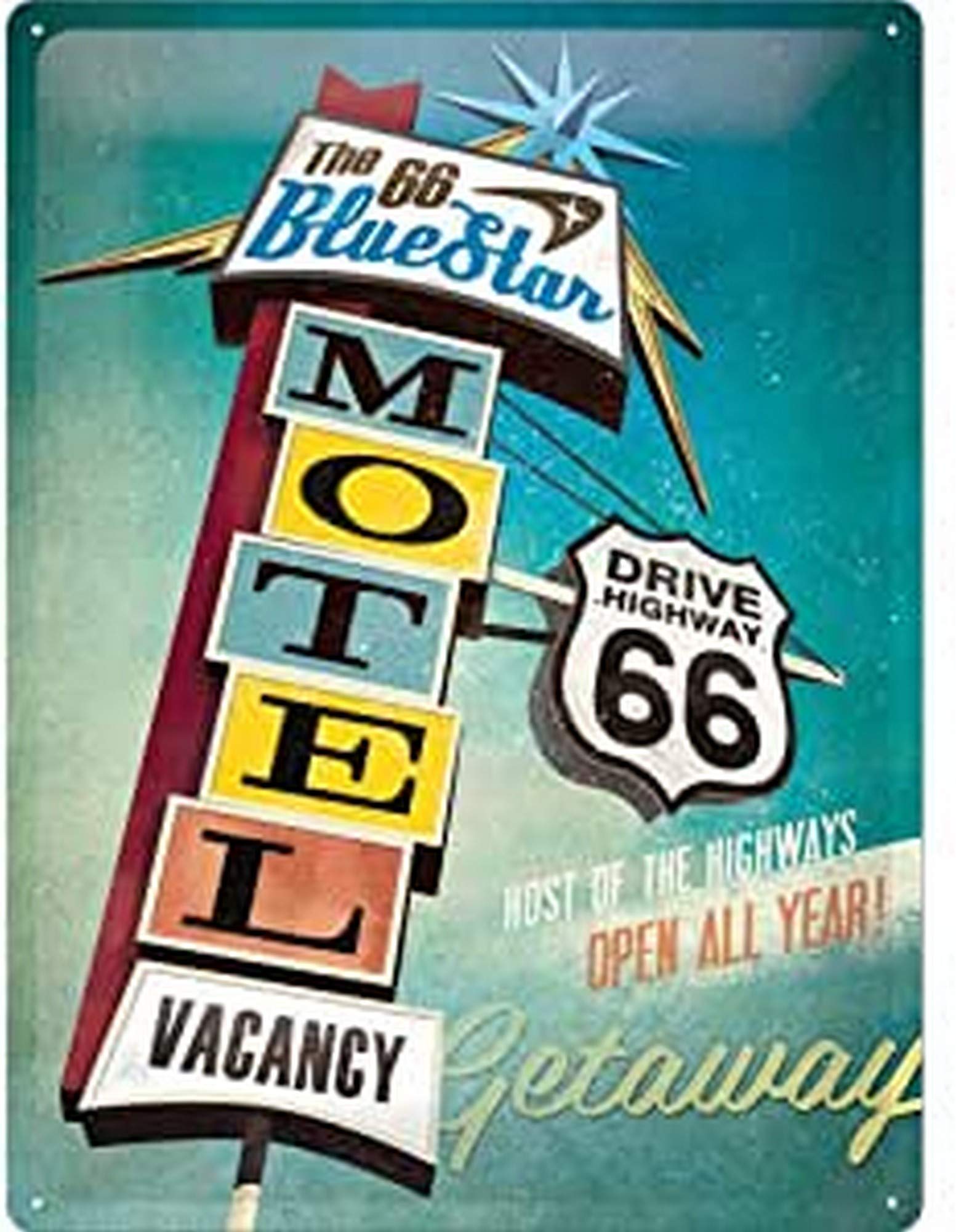 

Nostalgic Art Nostalgic Art Tin Sign Route 66 Blue Star Motel 23186 30×40cm