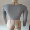 Womens Square Neck Ribbed Knit Long Sleeve Crop Top Casual Solid Color Fitted Blouse