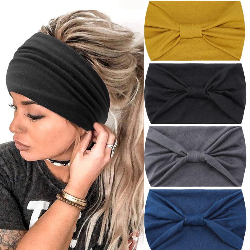 European & American Wide Elastic Yoga Headband - Sweat-Wicking & Absorbing for Fashionable Sports & Cycling