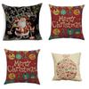 Festive Christmas Xmas Linen Cushion Cover With Elegant Single Side Printing Design