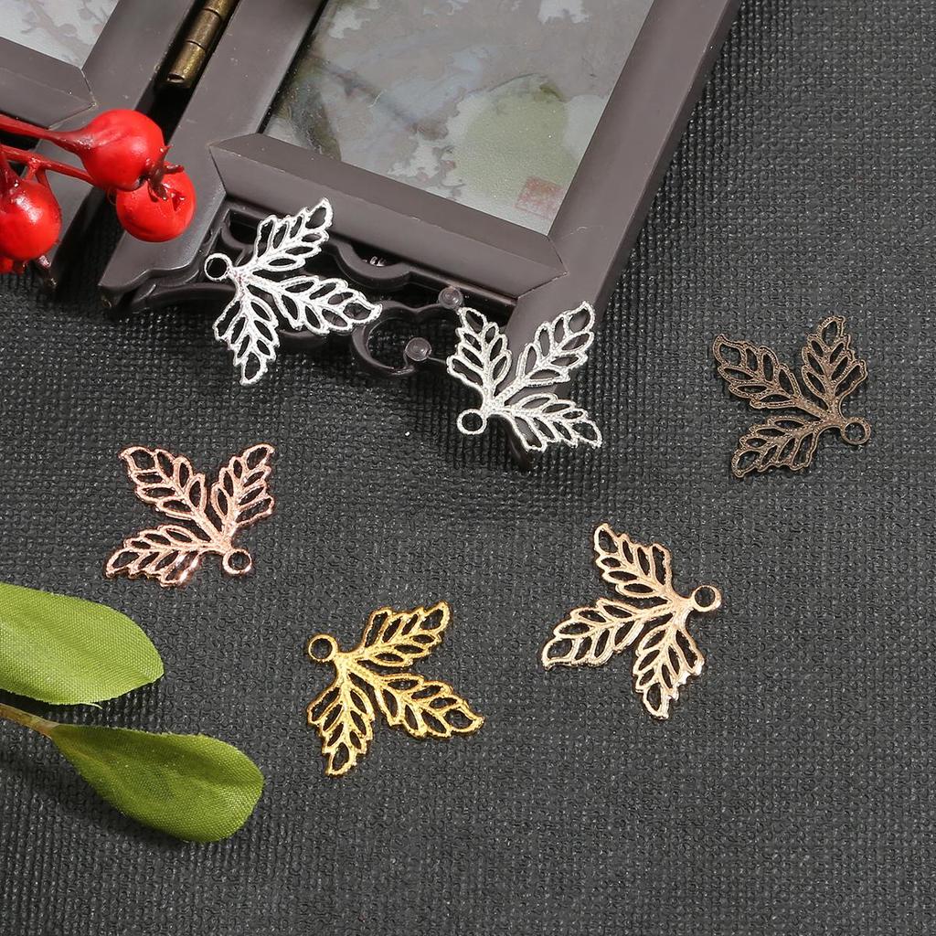 10Pcs 23*25mm Maple Leaf Form Hohl Kupfer Antike Zubehör Für Schmuck Machen DIY Armband Halskette Ohrring