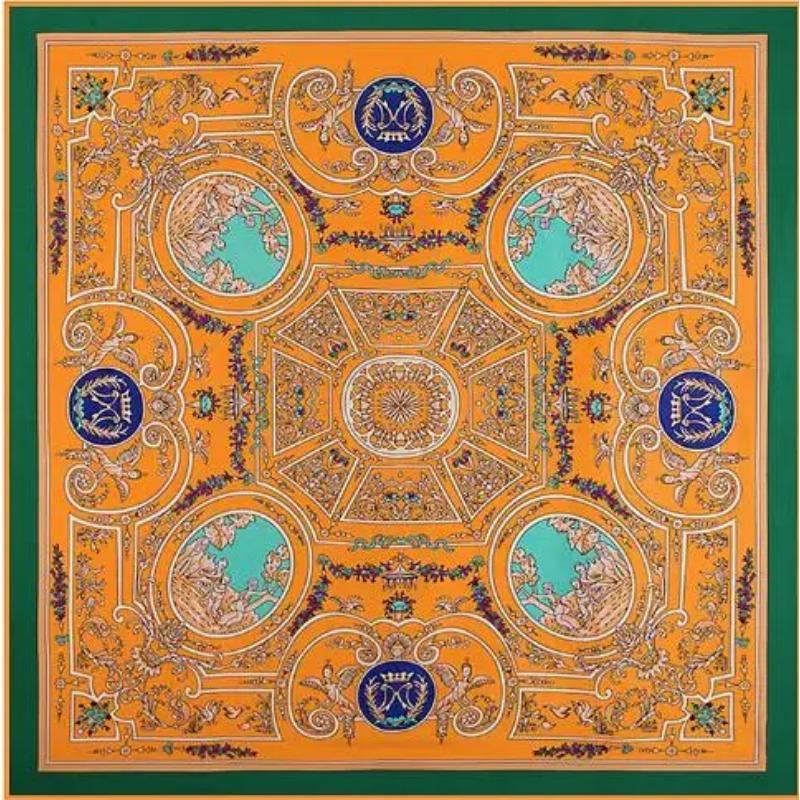 

Luxury Brand Square Silk Scarf New Geometric Maze Design Winter Scarf Fashion Shawls Wrap 130*130cm Ladies Silk Scarves