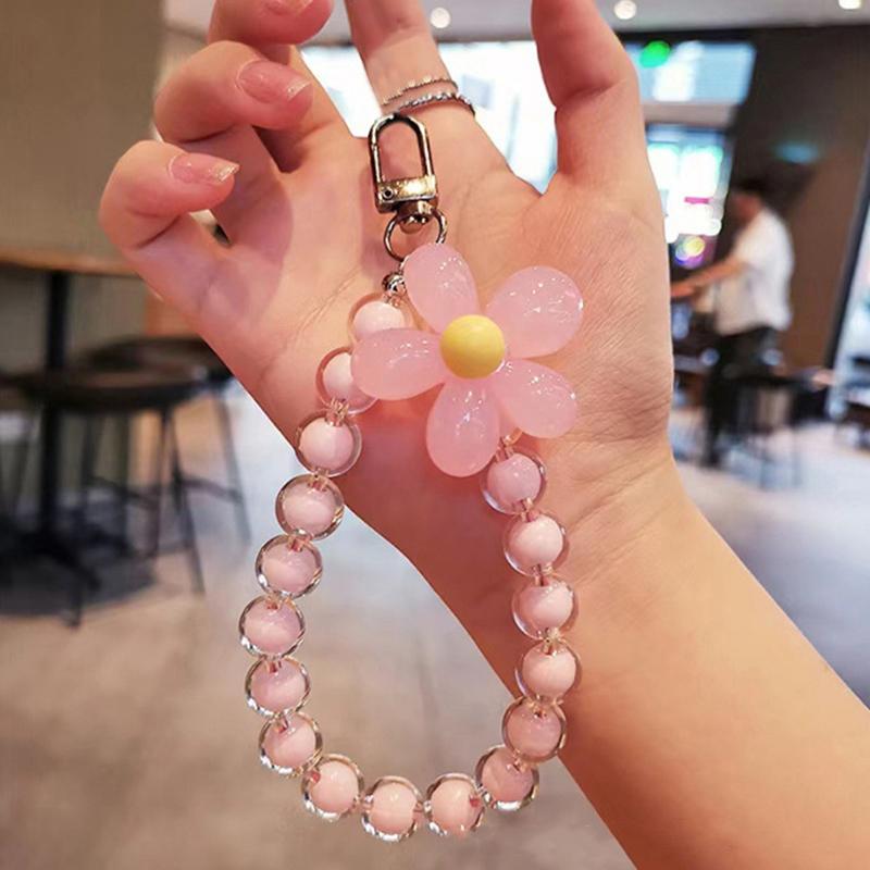 1 Stück Bunte Blume Perlen Handy Charm Strap Kette Lanyard Frauen Mädchen