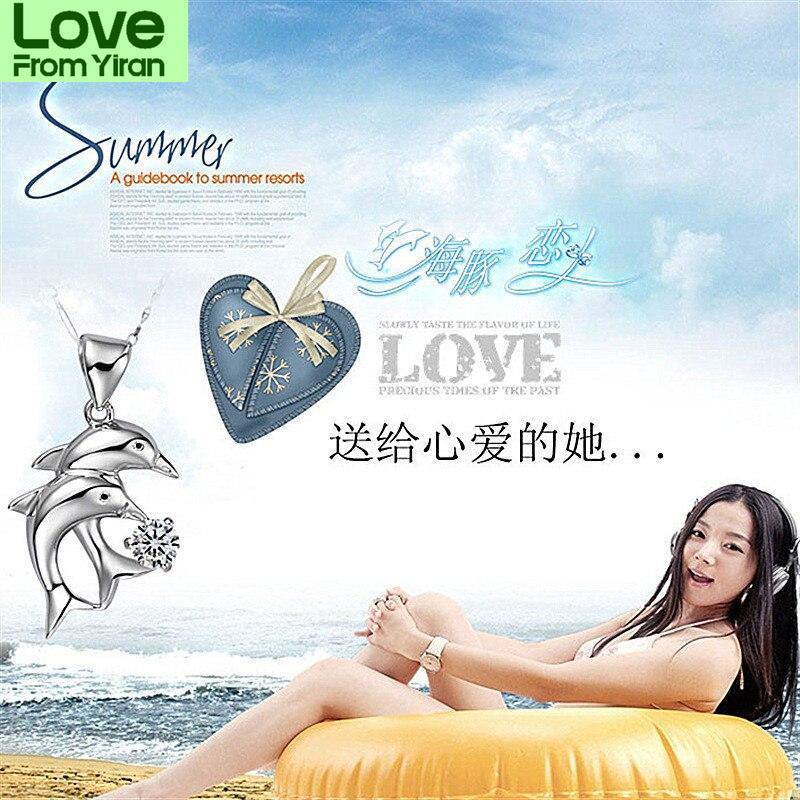 Romantic Dolphin Crystal Stone Pendant Necklaces Jewelry Stylish Fashionable Tone Women Pendant Necklace Female Clavicle Chain Accessories