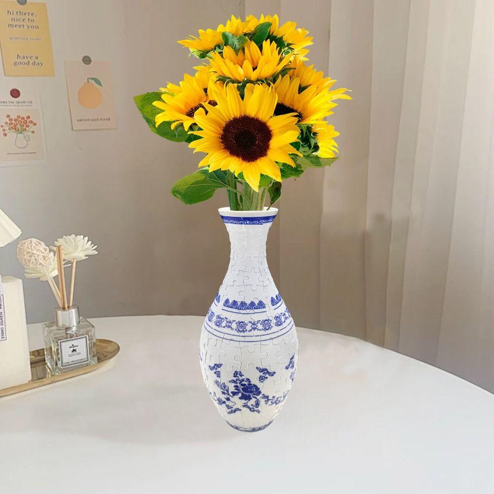 Flower Arrangements 3D Art Puzzle Vase DIY Arts Puzzle Kit  for Home Decoration