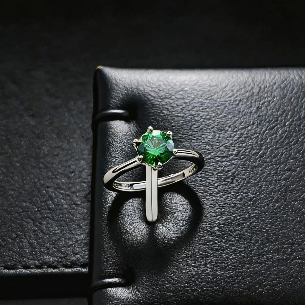 Jewelry Simulation One Carat Ruby Emerald Ring Light Luxury Classic Six-Claw Red Corundum Ring