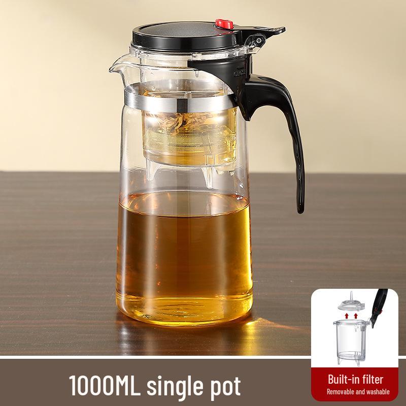 Elegant Glass Teapot Set with Detachable, Washable, Heat-Resistant Filter, and Gift Cup - Customizable Logo Option