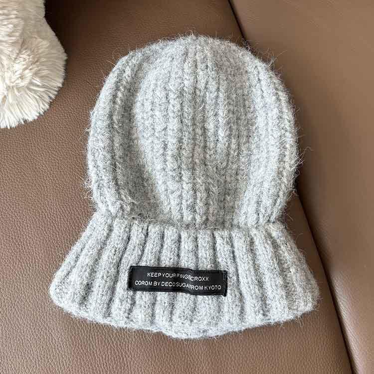 High-end Big Head Circumference Wool Hat Women's Winter American Cold Hat Gray Knitted Hat Fashionable Foreign-style Cold-proof Warm Hat