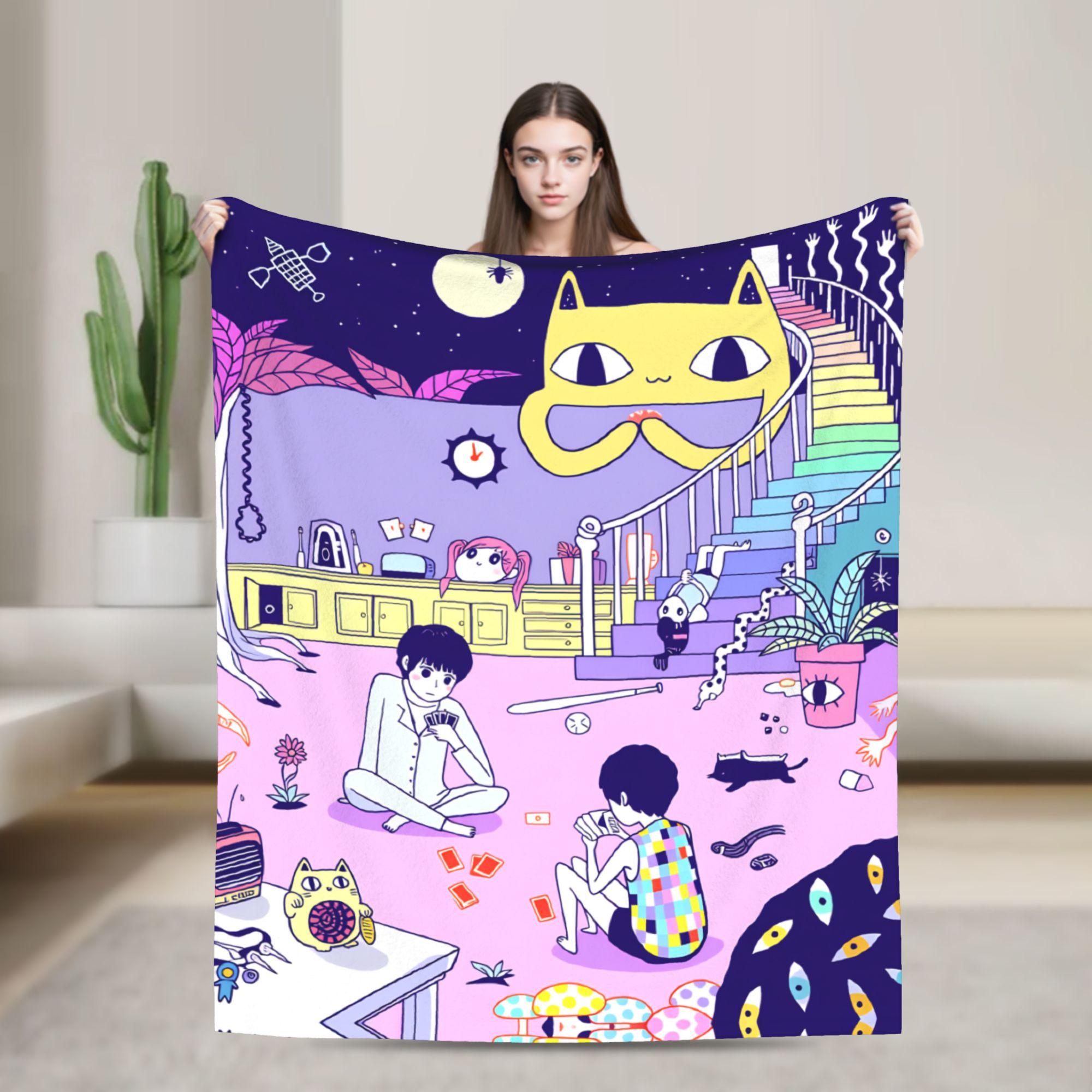 

Dream World Sunny Blanket Anime Basil Omori Game Airplane Travel Flannel Throw Blanket For Couch Sofa Bed Super Soft Bedspread 30x40in