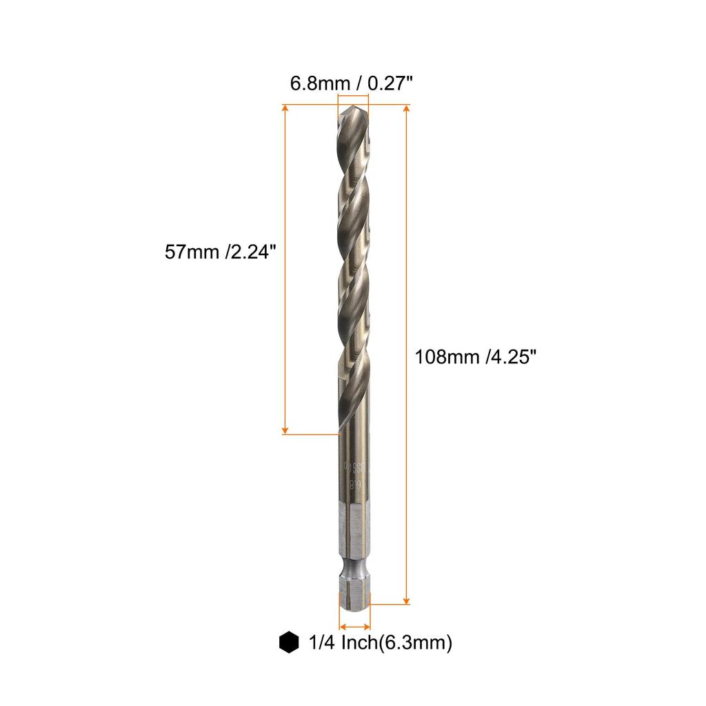 uxcell 4pcs M35 High Speed Steel Cobalt Twisting Drill Bit 6.8mm/0.04" Dia, Quick Change