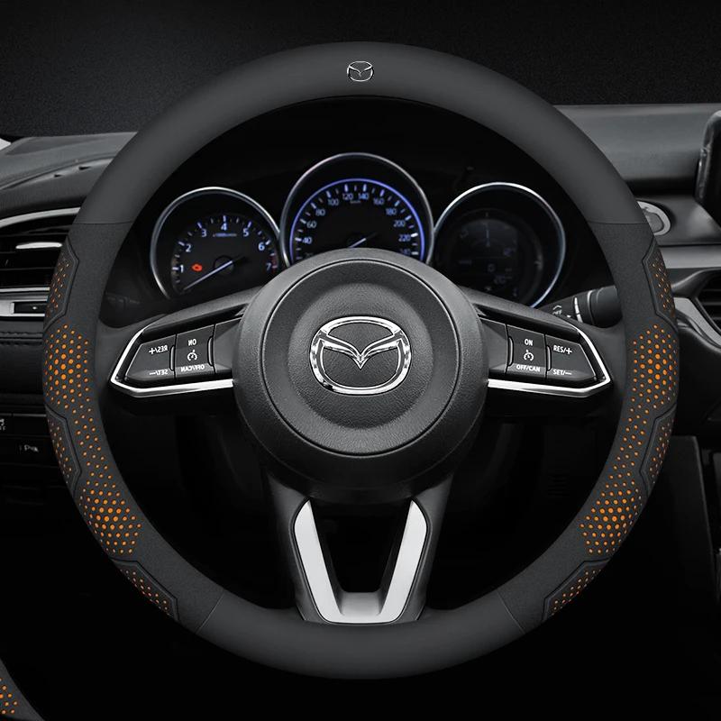 2025 Hot Carbon Fiber Suede Car Steering Wheel Cover For Mazda 3 5 6 SKYACTIV Axela Atenza CX30 CX5 CX8 CX9 MX5 RX8 RX7 BT50 Acc