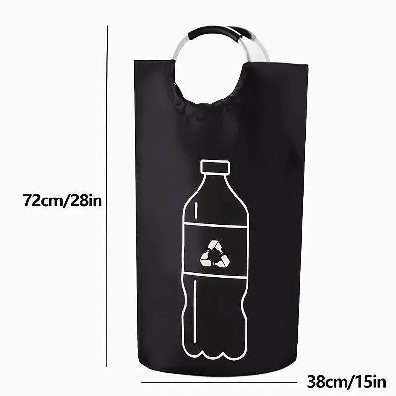 Foldable 82L Recycling Storage Basket Large Capacity Empty Bottle Bag Aluminum Handle for Kitchen Laundry Room Organizer Pack