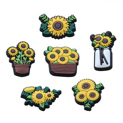 6Pcs Sunflower Series PVC Shoe Charms Shoe Decorations Shoe Accessories