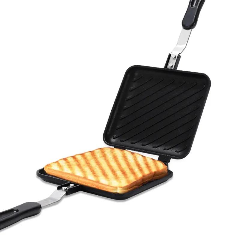 Double-Sided Sandwich Fry Pan Non-Stick Grill Frying Pan Aluminum Alloy Sandwich Maker Waffle Pancake Baking Barbecue Oven Mold