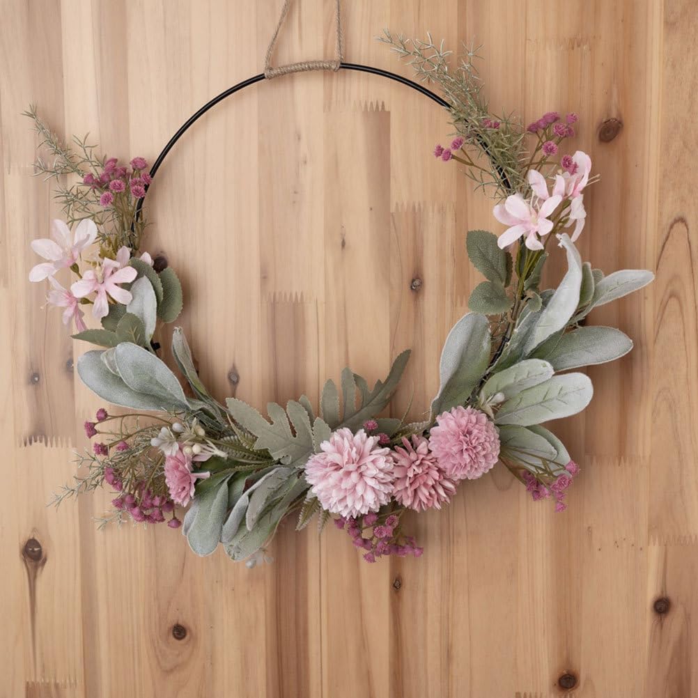 Zerodeko Door Wreath Garland Hoop Indoor Plants Artificial Garland Anthurium The Flowers Iron Metal Hoop Wreath Front Door Hoop Wreath
