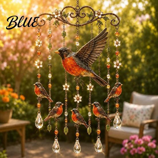 Accessoires de Jardin Carillon à Vent Colibri Carillons pour l'Extérieur Vitrail & Cristal Capteur de Soleil Cadeaux Amateurs d'Oiseaux Femme Carillon à Vent Coloré
