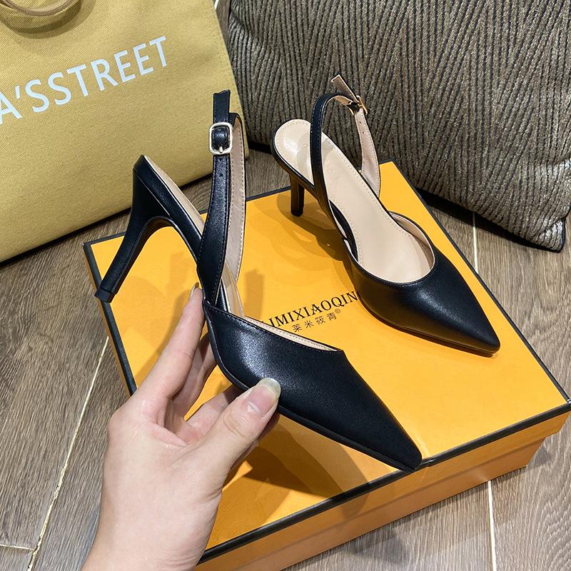 Wczesnowiosenne nowe szpilki na wysokim obcasie ze szpiczastym czubkiem, płytkie wycięcie, klamra jednosłowowa, damskie buty pojedyncze, wszechstronne profesjonalne szpilki, buty damskie