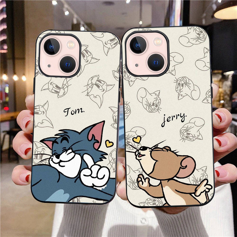 B-72 Cat and Mouse  Black Case for Redmi 10A 10C 12C 13C 9A 9C 9T A3X Note 10 9 9S 10S iPhone 11 12 13 14 15 16 X XS Pro Max Mini 7 8 Plus XR