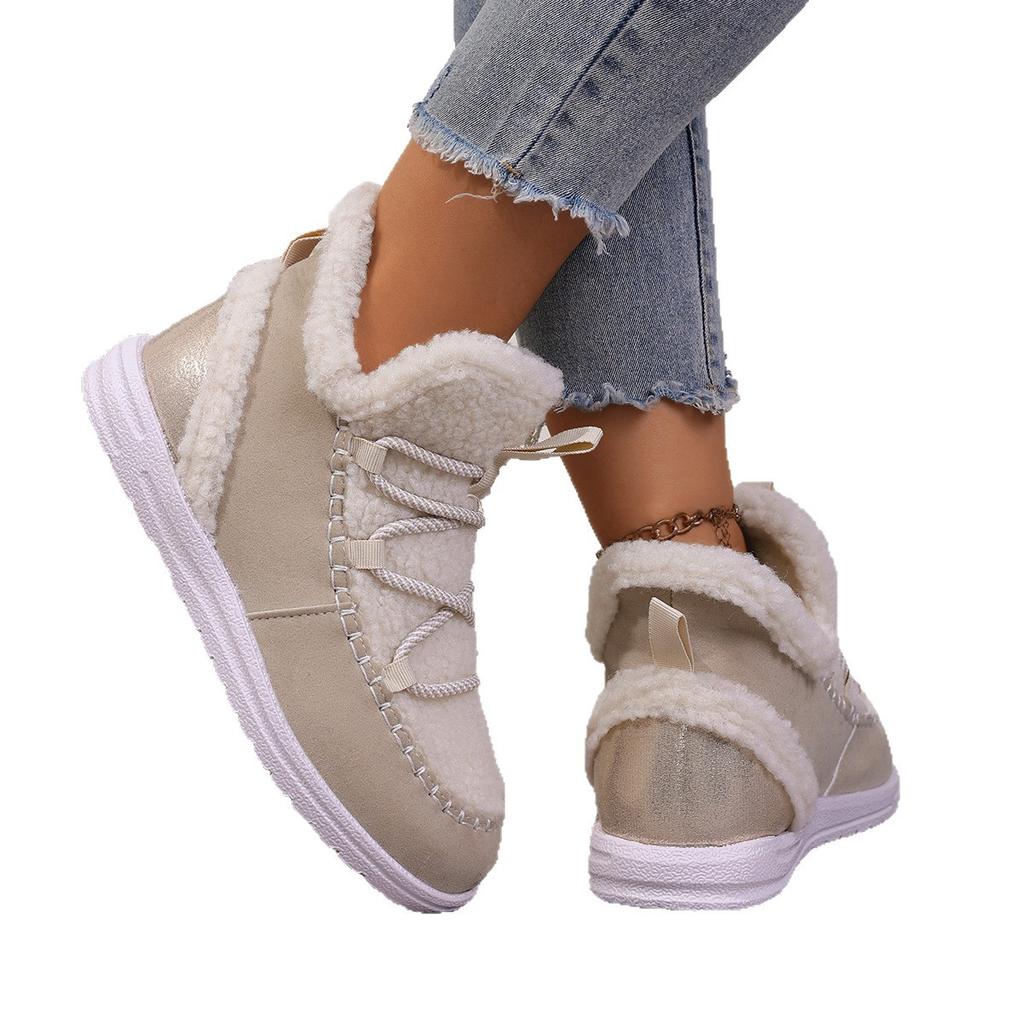 Damen Winter Schneestiefel mit dicker Sohle, Damen Plüsch Plüsch Übergröße Baumwollschuhe, Lässige und bequeme High-Top Schuhe