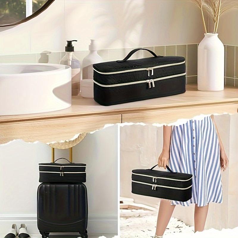 Unisex-Adult Polyester Cosmetic Bag  Shark Flex Style Portable Double-Layer Travel Organizer Case, Non-Waterproof Unscented Storage for Hair Dryer