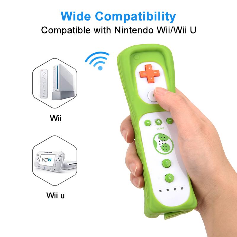 2 in 1 Wireless Remote Controller for Nunchuk Nintendo Wii Built-in Motion Plus Gamepad with Silicone Case Motion Sensor