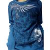 BeatStreet Y2k Long Sleeve Tops for Women Grunge Aesthetic Baggy Tees Shirt 2000s Vintage Rhinestone Graphic Print Tops Emo Clothes