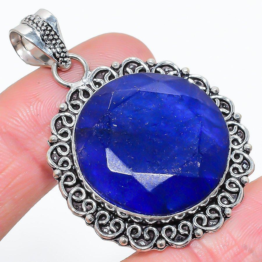 

Sapphire(Simulated) Gemstone Handmade Ethnic Jewelry Pendant 1.97 VR-1997