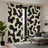 Set Of 2 Modern Window Curtain Panels Black White Cow Print Semi Curtains Lightweight Polyester Drapes Livin Light Filtering