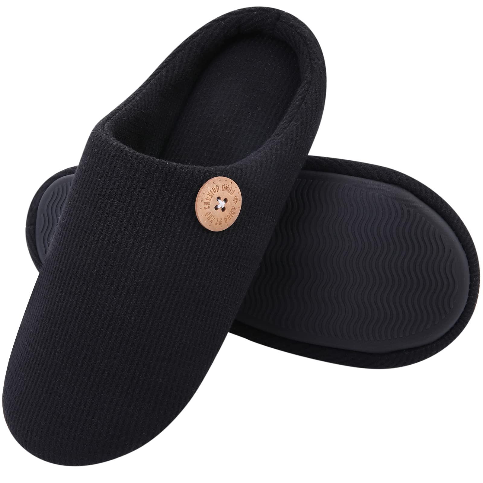 

Модные зимние домашние тапочки Shevalues для женщин и мужчин, теплые пушистые меховые тапочки, мягкие нескользящие домашние тапочки из хлопка для пары, размер 46-47 36-37(8.8-9 inch) чёрный