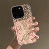 Handmade Rhinestone Premium Leather Case for iPhone 15 Pro Max 12 13 14 Pro Luxury Snakeskin Pattern Electroplated Edge Shell