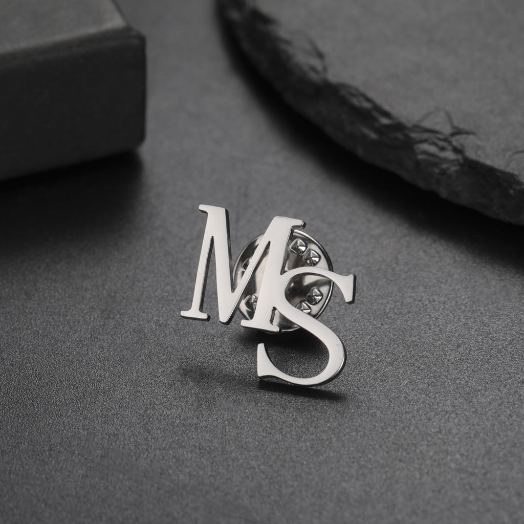 Stainless Steel Custom Name Letters Logo Brooch Personalized Nameplate Pins Badge Trendy Jewelry Gift for Women Men Kids