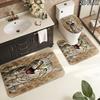 Cute Cat 3D Pattern 3Pcs Bathroom Rug Set, Non Slip Absorbent Bath Mat, Contour Mat & Toilet Lid Cover, Bathroom Decor
