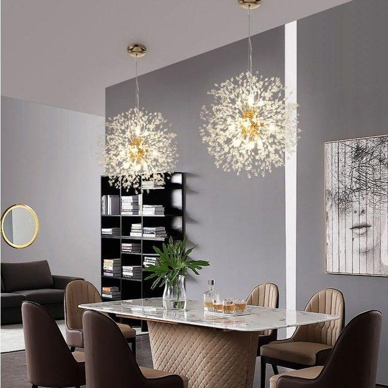 Modern Crystal Dandelion Chandelier Lighting Pendant Lamp For Living Room Dining Room Home Decoration