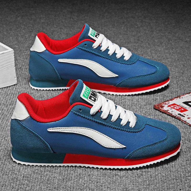 

Классические кожаные повседневные кроссовки мужские модные дизайнерские синие кроссовки мужские низкие на шнуровке кроссовки для бега для мужчин спортивная осень 39