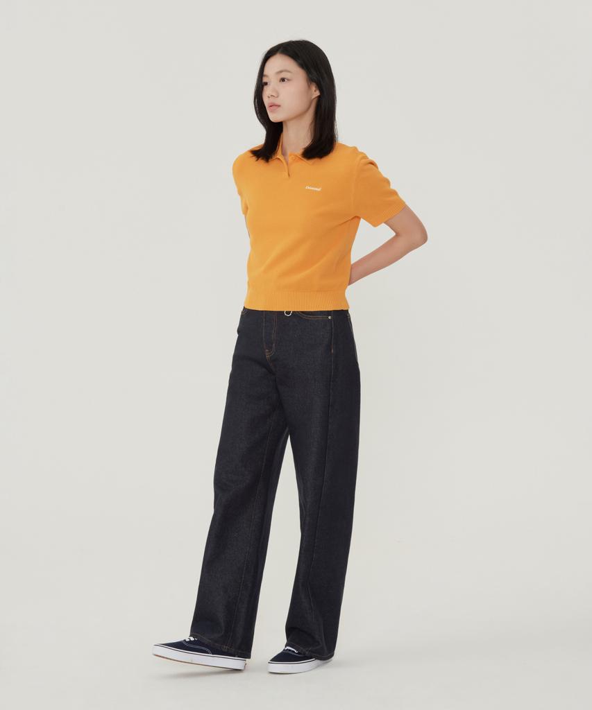 COVERNAT WOMAN Collared Half Knit Orange
