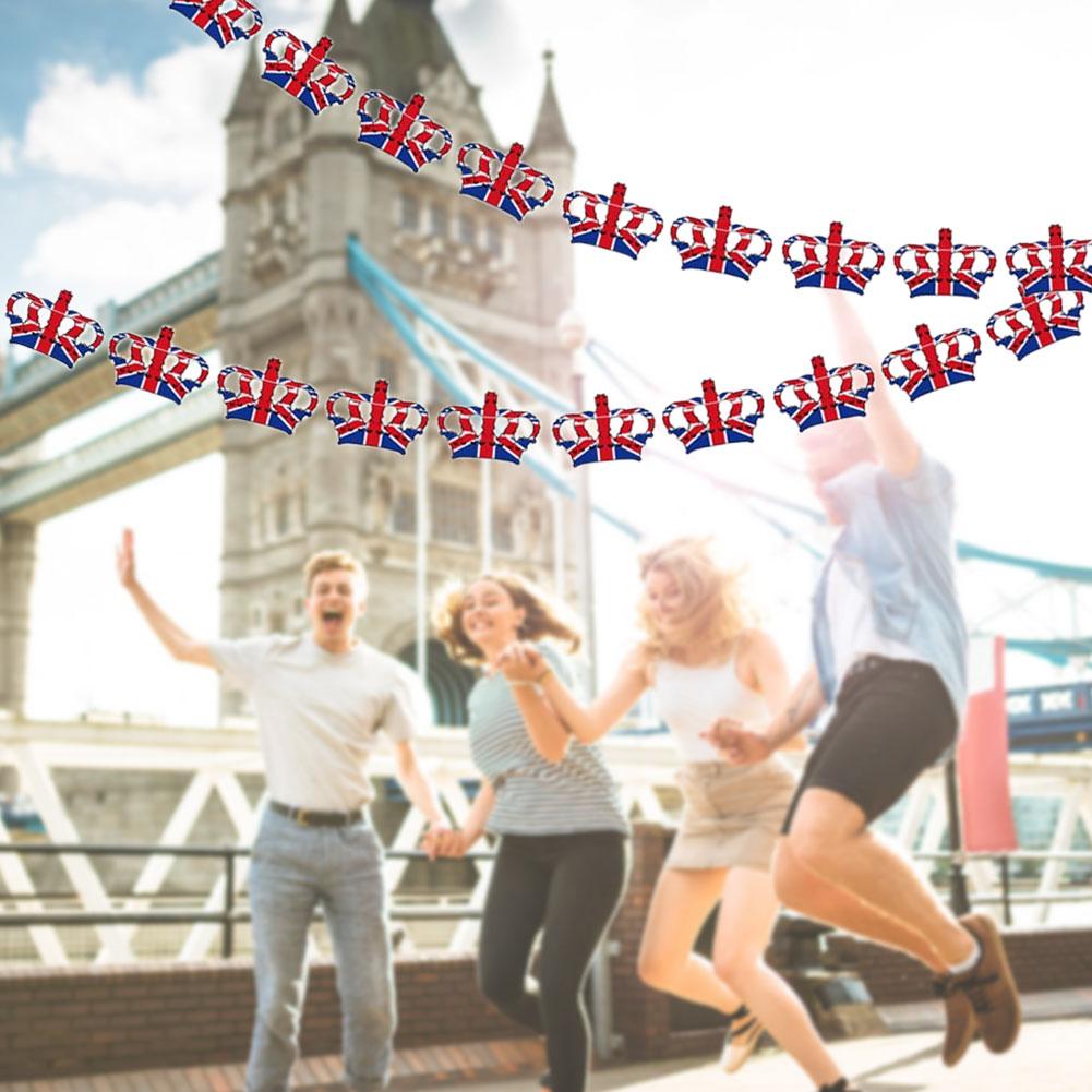 Small Mini Stick Cupcake Toppers Multi-shape King Charles Coronation Party Decorations 10ft Long for Party Hanging Decoration