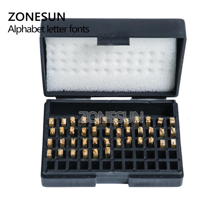 ZONESUN A-Z 0-9 Characters Letters Numbers Hot Stamping Copper Letter for ZY-RM5/ZY-RM5-E/ZY-RM5-E2 Ribbon Coder Date Printer