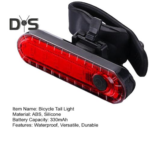 USB Rechargeable Bicycle Tail Light Energy-Saving LED Lamp Waterproof Bike Rear Safety Flashlight for Night Riding Outdoor Cycling