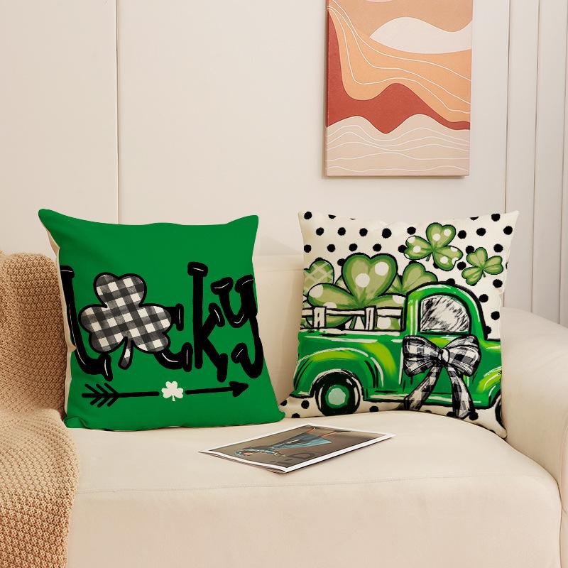 Clover Printed Throw Pillow Cover St. Patrick's Day Decorative Sofa Throw Pillow Cushion