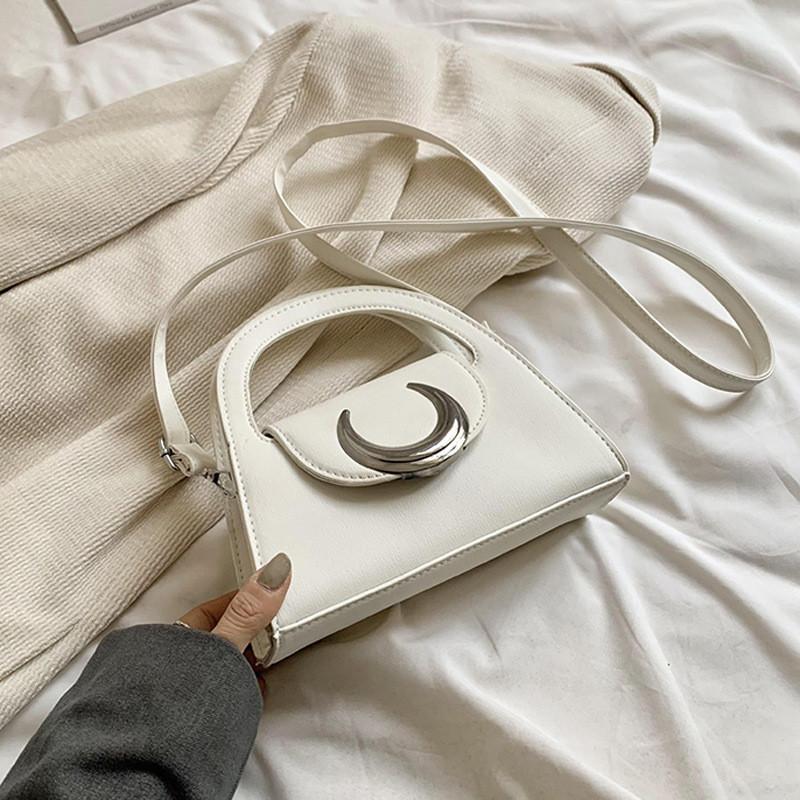 Chic Pu Leather Small Crossbody Bag For Women Trendy Street Style Square Purse белый