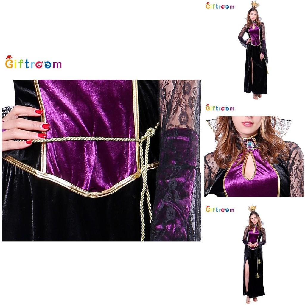 Elegant Purple Crowned Witch Vampire Cosplay Outfit For Halloween Celebrations