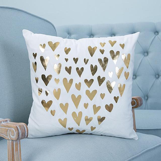 Golden Pineapple & Love Cushion Decorative Pillows Brozing Gold Pillowcase Home Decor Sofa Throw Pillows 45*45Cm Almofada Luxo