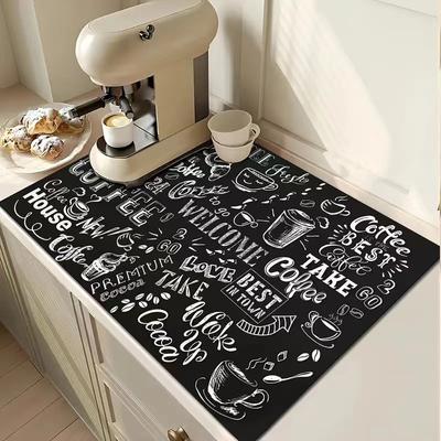 Coffee Maker Mat Absorbent Dish Drying Mat Long-lasting Multi-purpose Non-slip Table Mat for Home Kitchen Counter