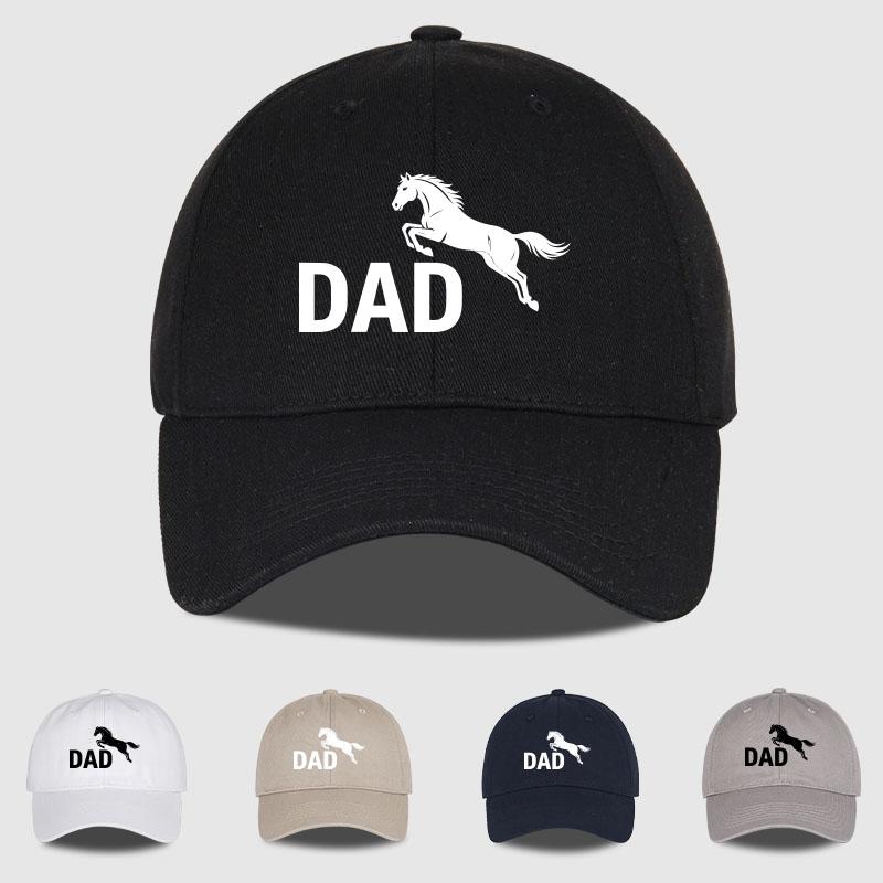 MLFO DAD Galloping Horse Print SoftTop Baseball Cap Retro Style Daily Commute Outdoor Hiking Fathers Day Gift