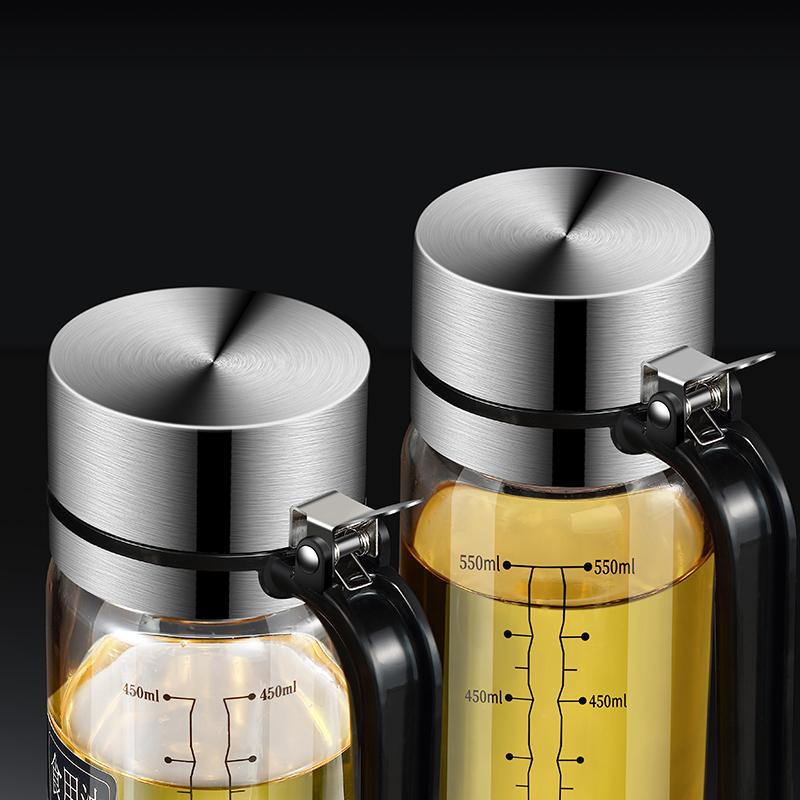Oil bottle glass Oil pot leakproof Tank Kitchen soy sauce Bottles Vinegar Pots Seasoning Tool Set Of Household Flip Lid