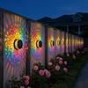 Solar Wall Light, 7 Color Changing Metal Fence Lamp with Projection, Outdoor Waterproof Garden Light for Yard Patio Column Decor