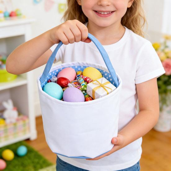 Easter Hand Gift Bag Bunny Pattern Handle Design Easter Egg Hunt Basket DIY Gift Candy Storage Pouch