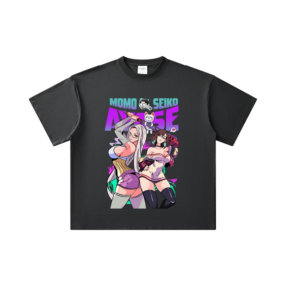 260 GSM Doppelgarn 32er Zählung 100% Baumwolle Dandadan V22 Momo Seiko Print Unisex Schweres Baumwoll-T-Shirt