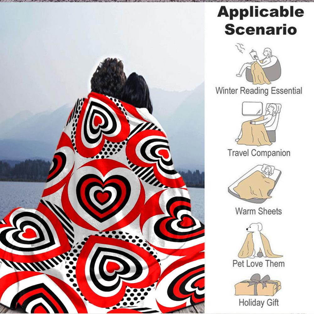 1pc Heart Print Blanket Warm, Cozy, And Soft, Suitable for Sofas, Beds, Cars, And Office Use.Perfect for Camping And Travel, Making It a Great Gift fo