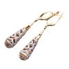 Exquisite Russian Purple Gold Water Drop Earrings, Classic Retro Rose Gold Plated Hollow Long Earrings Jewelry For Women